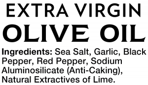 ingredients label for Extra Virgin Olive Oil & Avocado Toast Grinder Set