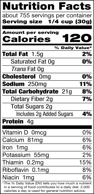 nutrition label for Plain Golden Toasted Bread Crumbs