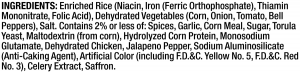 ingredients label for Mexican Rice with Whole Grain Corn