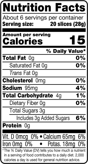 nutrition label for Pickled Red Onions