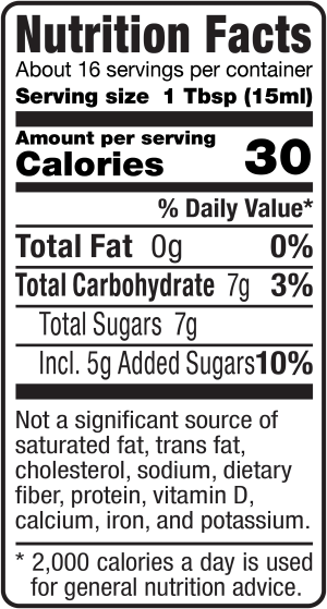 nutrition label for Reserve Balsamic Vinegar California