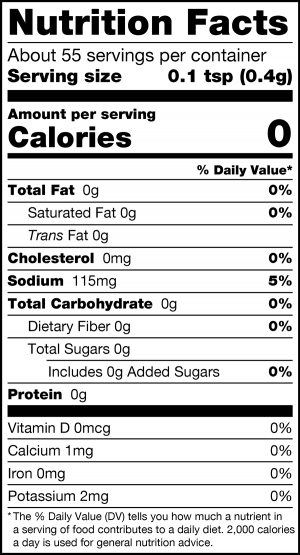 nutrition label for Dipping Spices