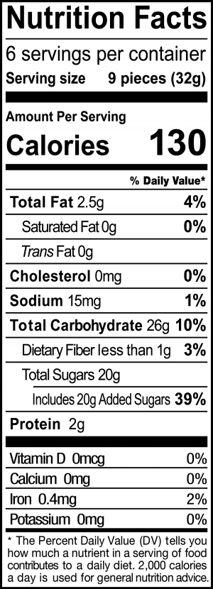 nutrition label for Amaretti Cookies