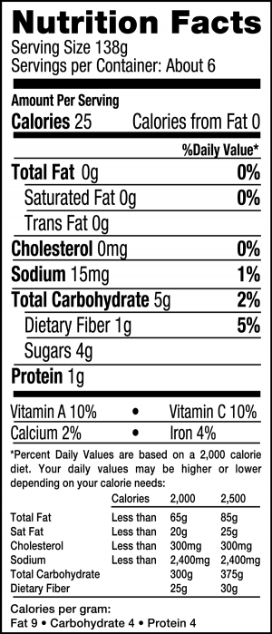 nutrition label for Organic Peeled Tomatoes