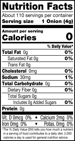 nutrition label for Cocktail Onions