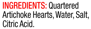 ingredients label for Quartered Artichoke Hearts