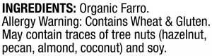 ingredients label for Organic Farro