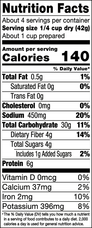 nutrition label for Tuscan Farro & Bean Minestrone Soup