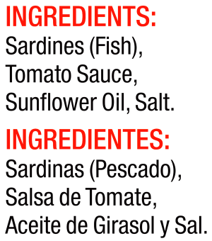 ingredients label for Sardines in Tomato Sauce