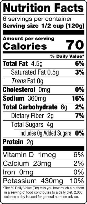 nutrition label for Smooth Marinara Sauce