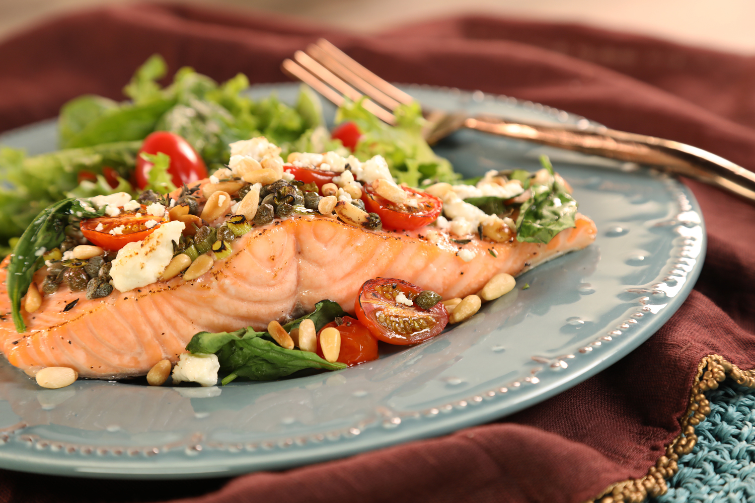 Roasted Salmon with Capers and Tomatoes