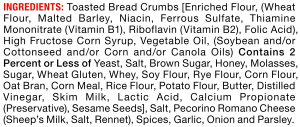ingredients label for Seasoned Italian Style Bread Crumbs