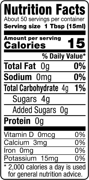 nutrition label for White Balsamic Vinegar