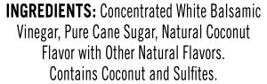 ingredients label for Coconut Balsamic Reduction