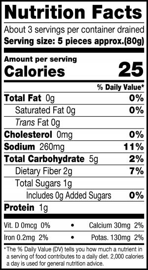nutrition label for Quartered Artichoke Hearts