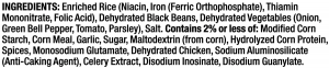 ingredients label for Black Beans & Rice Dinner
