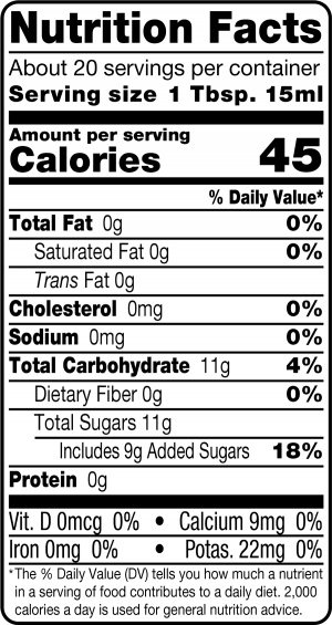 nutrition label for ALESSI BALSAMIC GLAZE
