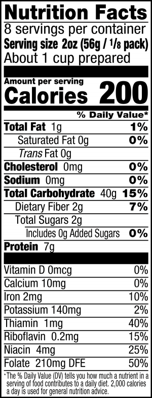 nutrition label for Elbows