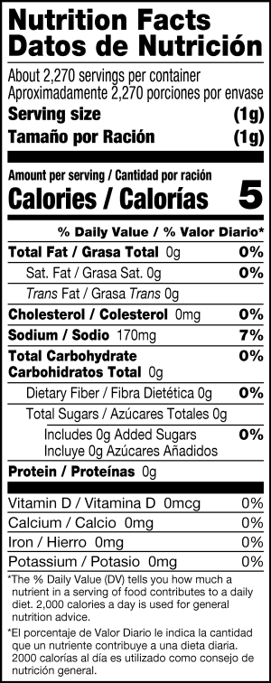 nutrition label for Chicken Flavored Soup Base
