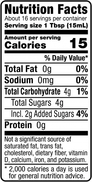 nutrition label for White Balsamic Vinegar California