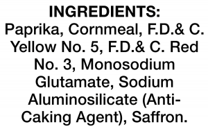 ingredients label for Vigo Flavoring