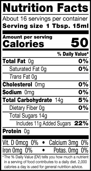 nutrition label for Coconut Balsamic Reduction