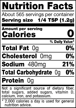 nutrition label for Fine Sea Salt