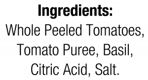 ingredients label for Italian Peeled Tomatoes
