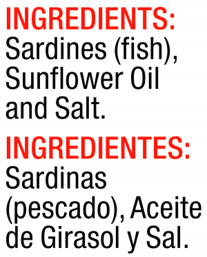 ingredients label for Sardines in Oil