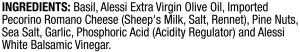 ingredients label for Pesto