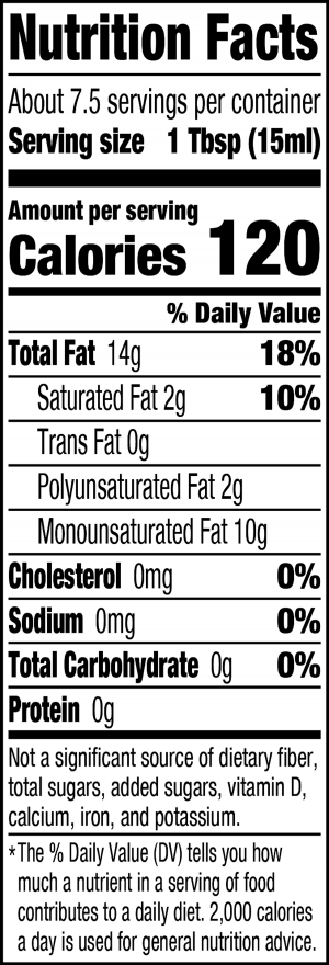 nutrition label for Extra Virgin Olive Oil & Dipping Spices