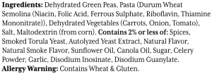 ingredients label for Sicilian Split Pea Soup