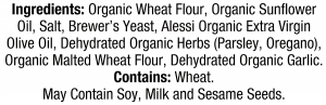ingredients label for Garlic & Herb Bruschette