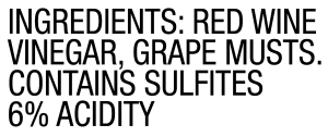 ingredients label for Balsamic Vinegar