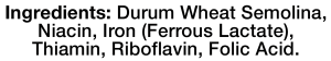 ingredients label for Fettuccine