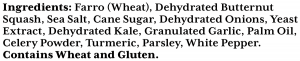 ingredients label for Butternut Squash & Kale Farro