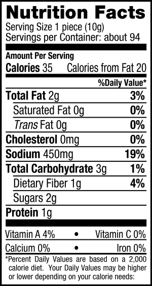 nutrition label for Sun Dried Tomatoes in Oil
