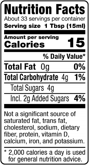 nutrition label for White Balsamic Vinegar