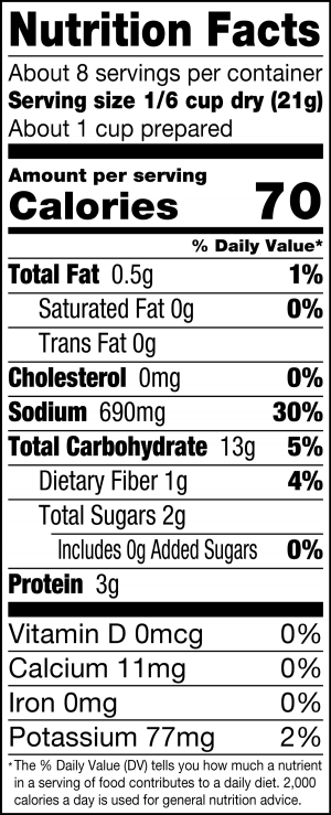 nutrition label for Chicken Flavored Noodle Soup