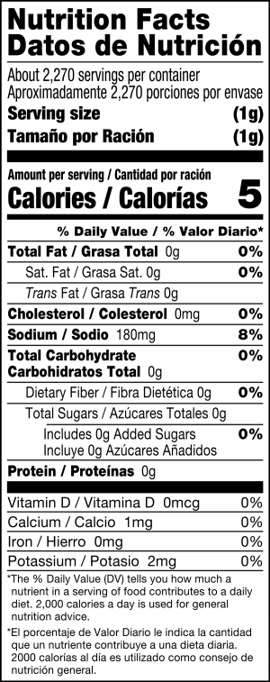 nutrition label for Beef Flavored Soup Base