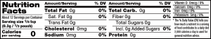 nutrition label for Flavoring and Coloring