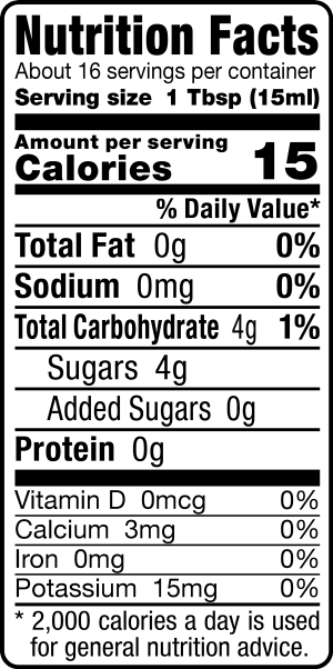 nutrition label for Pear Infused Balsamic Vinegar