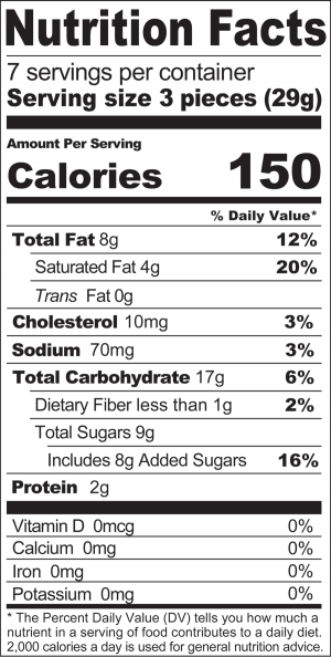 nutrition label for Sfogliatine Cookies