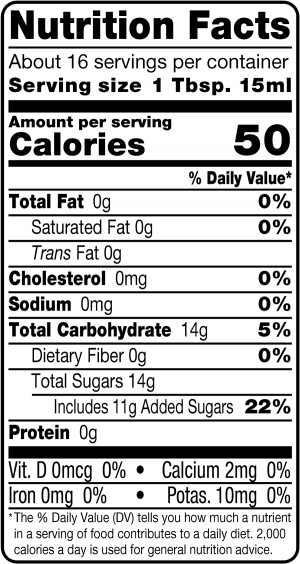 nutrition label for Raspberry Balsamic Reduction