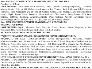 ingredients label for Paella Valenciana