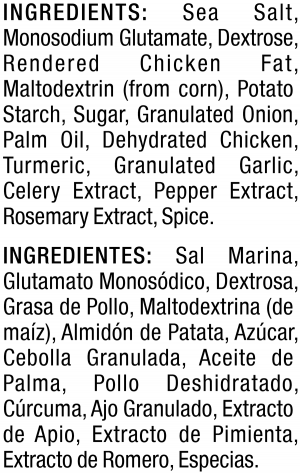 ingredients label for Chicken Flavored Soup Base