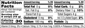 nutrition label for Sun Dried Tomatoes Julienne Cut