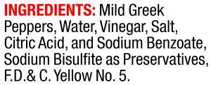 ingredients label for Greek Peppers